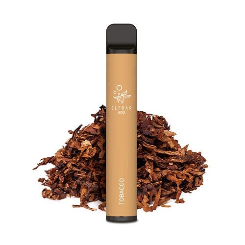 Elf Bar 600 Puff Prefilled Vape Pod Device Box of 10, Tobacco Flavor