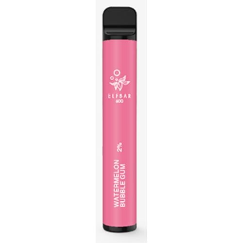 Elf Bar 600 Puff Prefilled Vape Pod Device Box of 10, Watermelon Bubble Gum Flavor