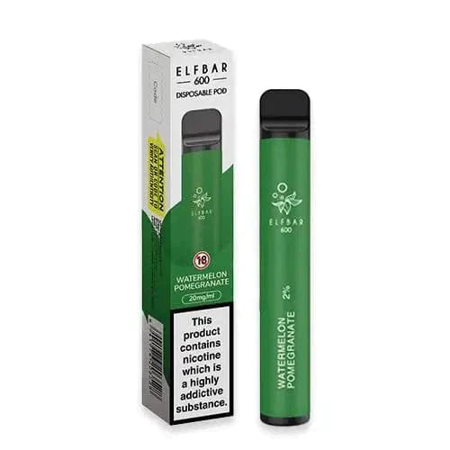 Elf Bar 600 Puff Prefilled Vape Pod Device Box of 10, Watermelon Pome Grante Flavor
