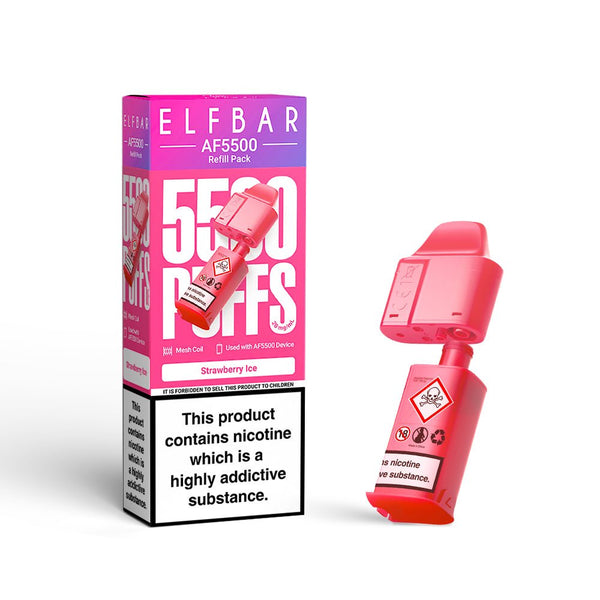 Elf bar AF5000 Refill Replacement Pods Box of 5, Strawberry Ice Flavour