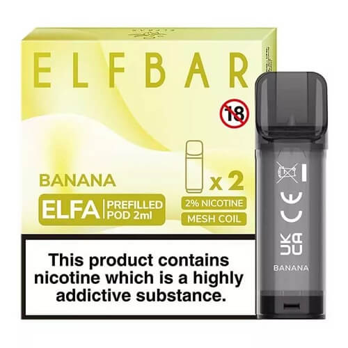 Elf Bar Elfa PreFilled Pod 2ml Nic Salt Prefilled Pod, Banana Flavor
