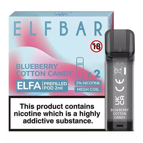 Elf Bar Elfa PreFilled Pod 2ml Nic Salt Prefilled Pod, Blueberry Cotton Candy Flavor
