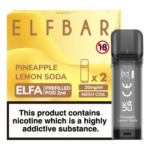 Elf Bar Elfa PreFilled Pod 2ml Nic Salt Prefilled Pod, Pine Apple Lemon Soda Flavor