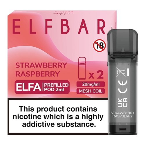 Elf Bar Elfa PreFilled Pod 2ml Nic Salt Prefilled Pod, Strawberry Raspberry Flavor
