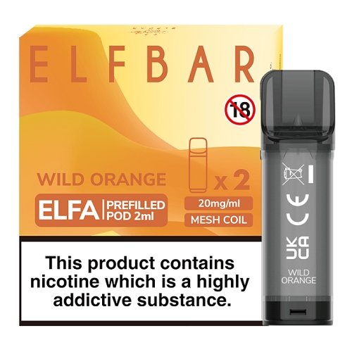 Elf Bar Elfa PreFilled Pod 2ml Nic Salt Prefilled Pod, Wild Orange Flavor