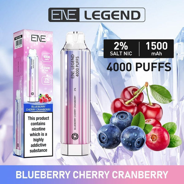 ENE Crystal Legend 4000 Puffs Prefilled Vape Pod Device, Blueberry Cherry Cranberry Favor