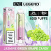 ENE Crystal Legend 4000 Puffs Prefilled Vape Pod Device, Jasmine Green Grape Candy Favor
