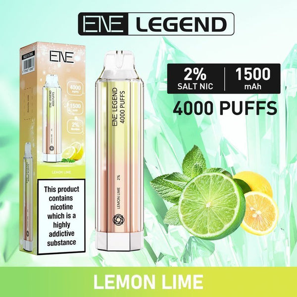 ENE Crystal Legend 4000 Puffs Prefilled Vape Pod Device, Lemon Lime Favor