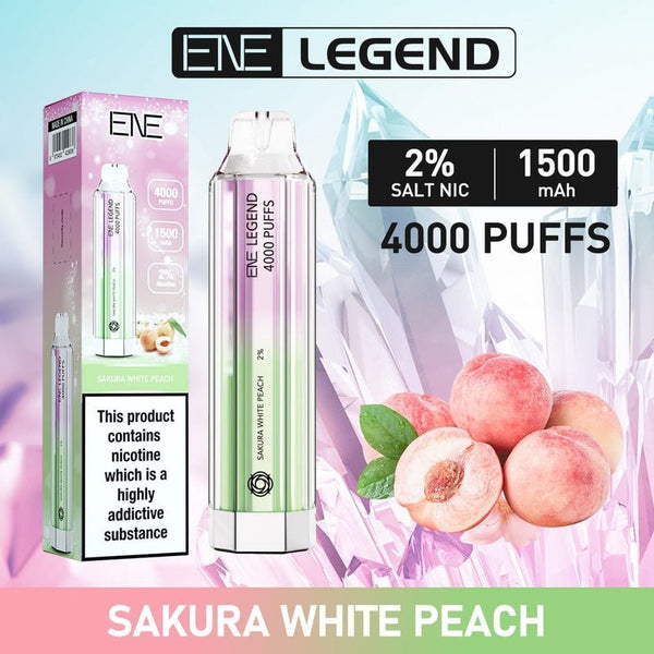 ENE Crystal Legend 4000 Puffs Prefilled Vape Pod Device, Sakura White Peach Favor