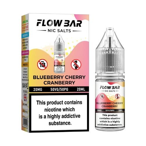 Flow Bar Nic Salt E-Liquid, Pack of 10, Blueberry Cherry Cranberry Flavor