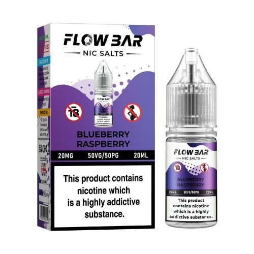 Flow Bar Nic Salt E-Liquid, Pack of 10, Blueberry Raspberry Flavor
