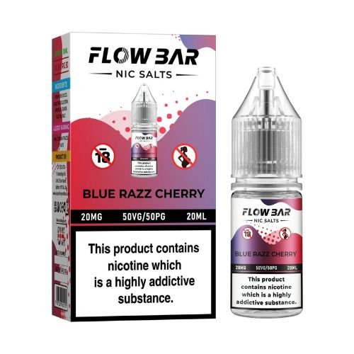 Flow Bar Nic Salt E-Liquid, Pack of 10, Blue Razz Cherry Flavor