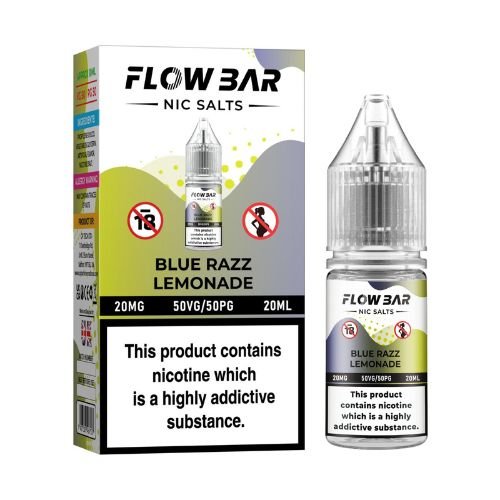 Flow Bar Nic Salt E-Liquid, Pack of 10, Blue Razz Lemonade Flavor