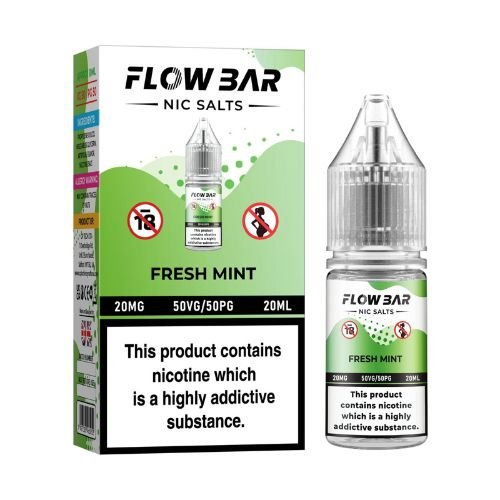 Flow Bar Nic Salt E-Liquid, Pack of 10, Fresh Mint Flavor