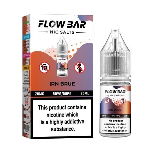Flow Bar Nic Salt E-Liquid, Pack of 10, IRN Brue Flavor