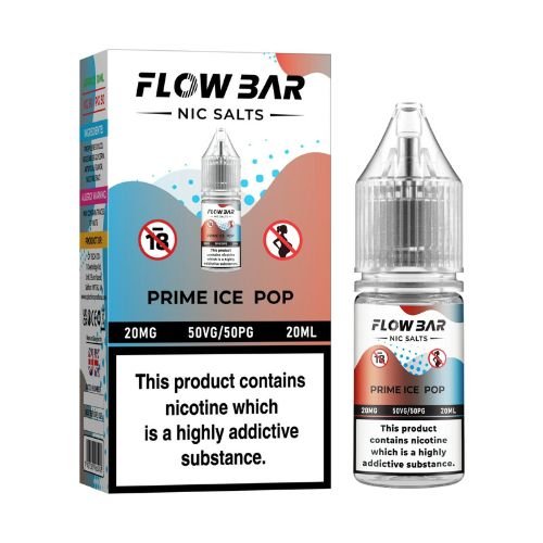 Flow Bar Nic Salt E-Liquid, Pack of 10, Prime Ice Pop Flavor