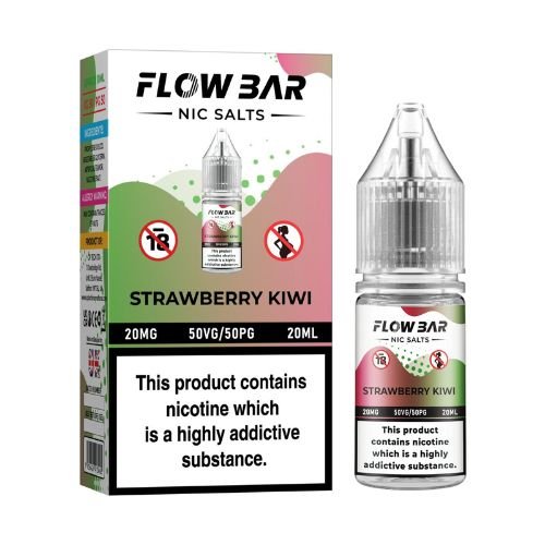 Flow Bar Nic Salt E-Liquid, Pack of 10, Strawberry Kiwi Flavor