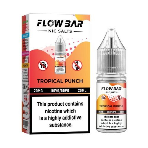 Flow Bar Nic Salt E-Liquid, Pack of 10, Tropical Punch Flavor
