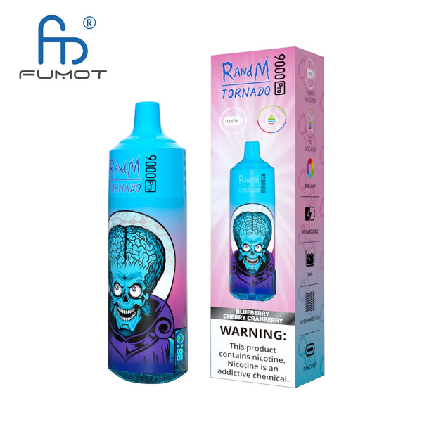 FuBmot RandM Tornado 9000 Puffs Pro Prefilled Vape Pod, Blueberry Cherry Cranberry Flavor