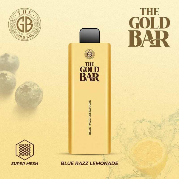 Gold Bar 4500 Puffs Prefilled Vape Puff Bar Box of 10, Blue Razz Lemonade Flavor