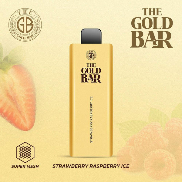 Gold Bar 4500 Puffs Prefilled Vape Puff Bar Box of 10, Strawberry Raspberry Ice Flavor