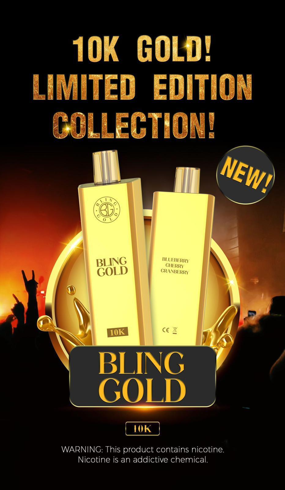 Gold Bling 10000 Disposable Vape Puff Pod Device - Box of 10