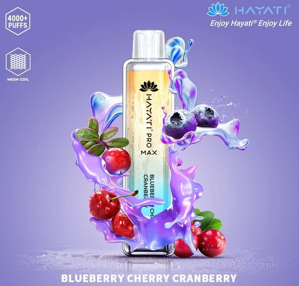 Hayati CrystalPro Max 4000 Puff Prefilled Vape Device, Blueberry Cherry Cranberry Flavor