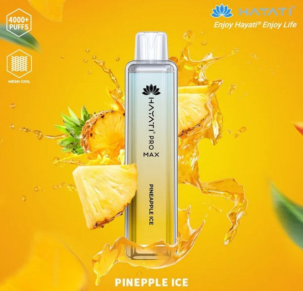 Hayati CrystalPro Max 4000 Puff Prefilled Vape Device, Pineapple Ice Flavor