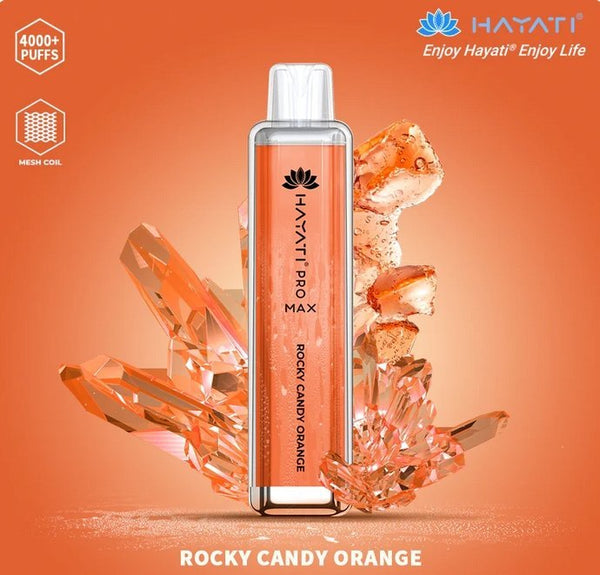 Hayati CrystalPro Max 4000 Puff Prefilled Vape Device, Rocky Candy Orange Flavor