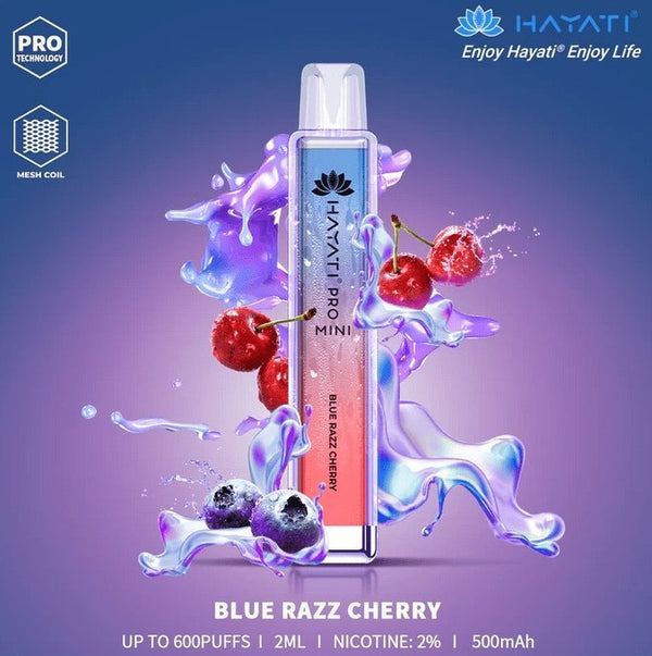 Hayati Crystal Pro Mini 600 Puff Prefilled Vape Bar Pod, Blue Razz Cherry Flavor