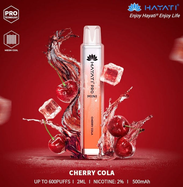 Hayati Crystal Pro Mini 600 Puff Prefilled Vape Bar Pod, Cherry ColaFlavor