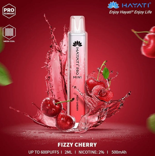 Hayati Crystal Pro Mini 600 Puff Prefilled Vape Bar Pod, Fizzy CherryFlavor