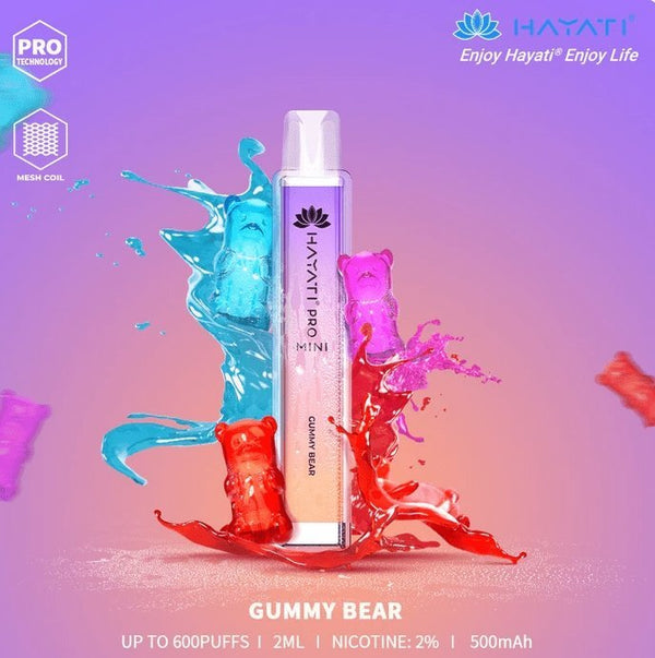 Hayati Crystal Pro Mini 600 Puff Prefilled Vape Bar Pod, Gummy Bear Flavor