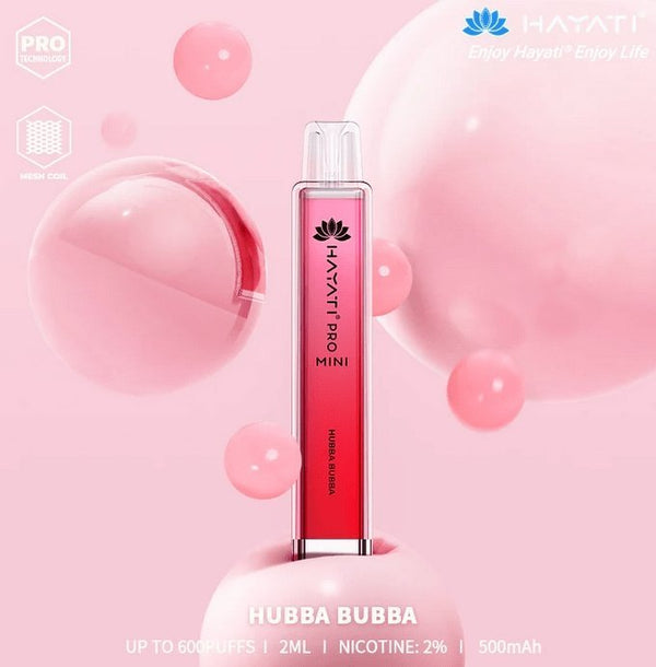 Hayati Crystal Pro Mini 600 Puff Prefilled Vape Bar Pod, Hubba Bubba Flavor