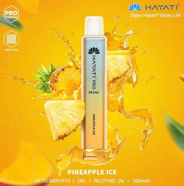 Hayati Crystal Pro Mini 600 Puff Prefilled Vape Bar Pod, Pineapple Ice Flavor