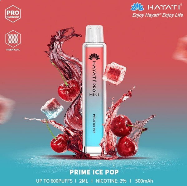Hayati Crystal Pro Mini 600 Puff Prefilled Vape Bar Pod, Prime Ice Pop Flavor