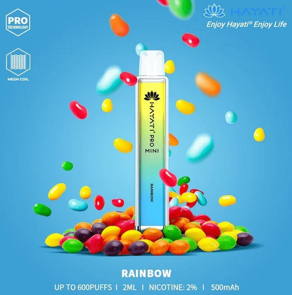 Hayati Crystal Pro Mini 600 Puff Prefilled Vape Bar Pod, Rainbow Flavor