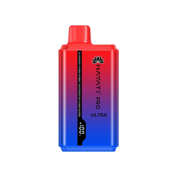 Hayati Pro Ultra 15000 Puffs Prefilled Vape Kit Device, Blueberry Hubba Bubba Watermelon Flavor