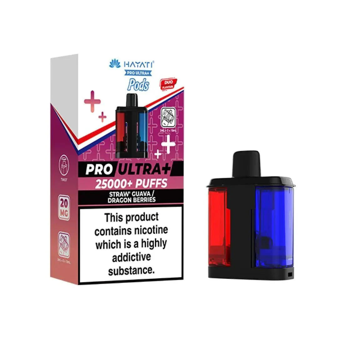 Hayati Pro Ultra Plus 25000 Prefilled Pods, Straw Guava ,Dragon Berries Flavor