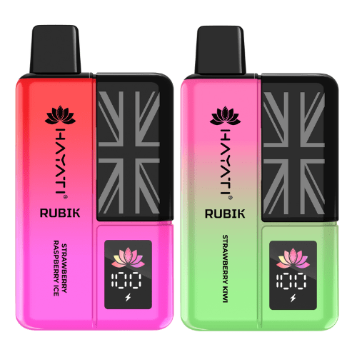 Hayati Rubik 7000 Puffs Pre Filled Vape Kit Pack of 5, Strawberry Kiwi, Strawberry Raspberry Ice Flavor