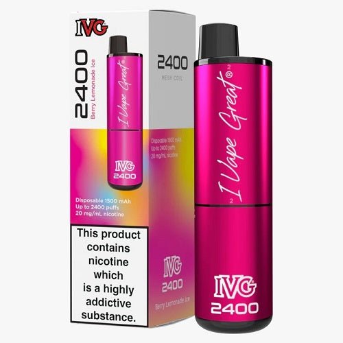 IVG 2400 Prefilled Vape Pod Device, Berry Lemonade Ice Flavor