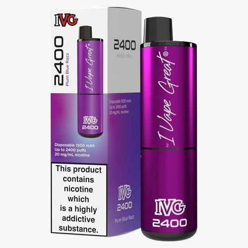 IVG 2400 Prefilled Vape Pod Device, Plum Blue Razz Flavor