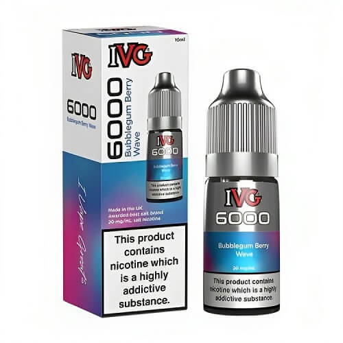 IVG 6000 10ml E Liquid Pack of 10, Bubblegum Berry Wave Flavor