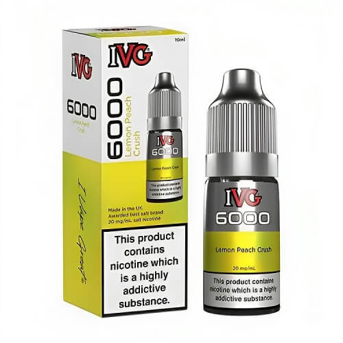 IVG 6000 10ml E Liquid Pack of 10, Lemona Peach Crush Flavor