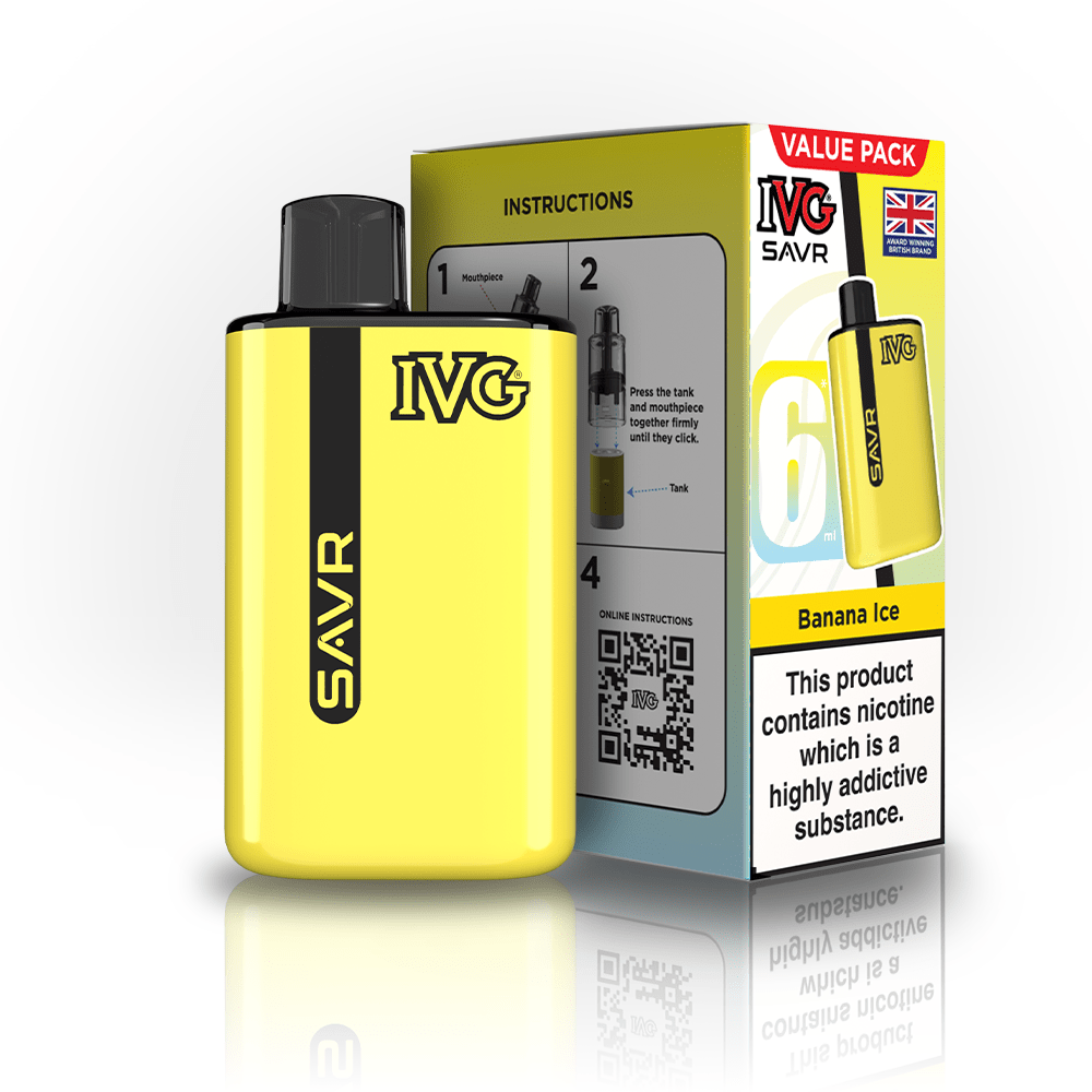 IVG SAVR 3000 Puff Prefilled Vape Kit Box of 5, Banana Ice Flavor