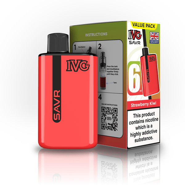 IVG SAVR 3000 Puff Prefilled Vape Kit Box of 5, Strawberry Kiwi Flavor