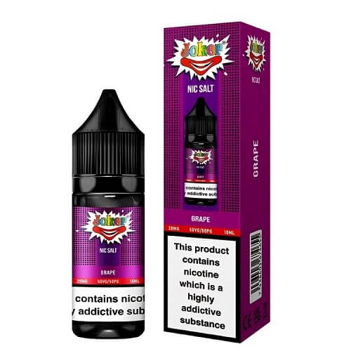 Joker Nic Salt 10ml E Liquid, Pack of 10, Grape Flavor