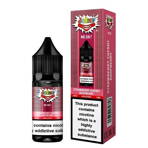 Joker Nic Salt 10ml E Liquid, Pack of 10, Strawberry Cherry Raspberry Flavor