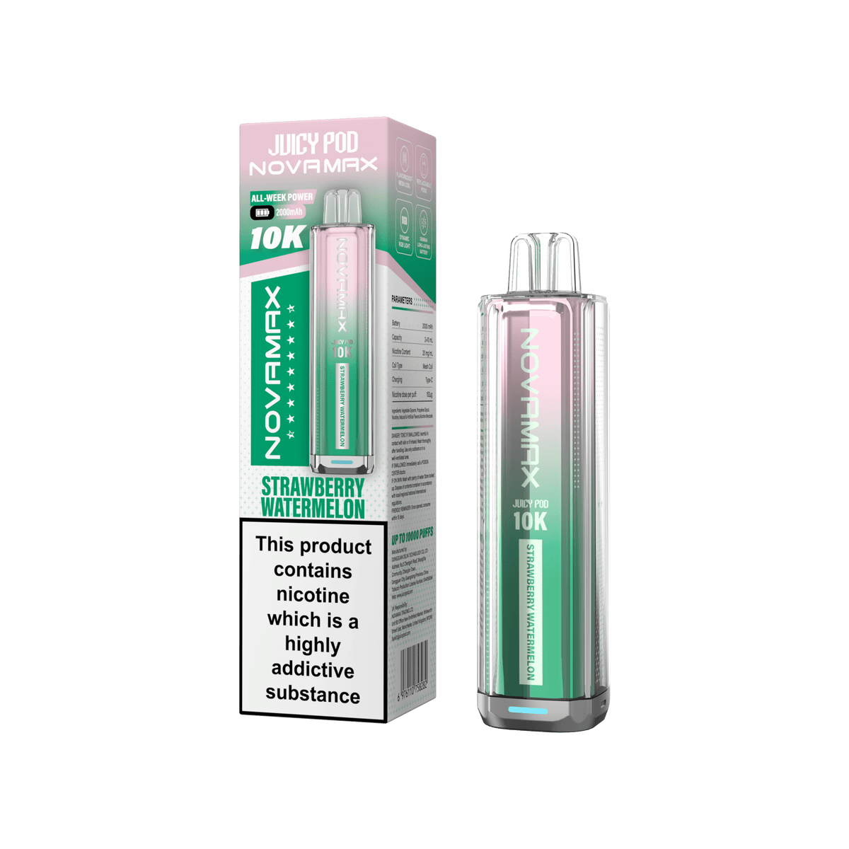 Juicy Pod Novamax 10K Prefilled Vape Kit, Blue Razz Cherry Flavor