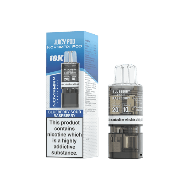 Juicy Pod Novamax 10k Replacement Pods, Blueberry Sour Raspberry Flavour